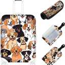 Travel Luggage Cover,Multiple Cute Dogs Theme Suitcase Cover Accessory Kit, Luggage Tag, and Comfortable Luggage Handle Wrap, Washable Zipper Close Luggage Suitcase Protector (18-20 inch,S)