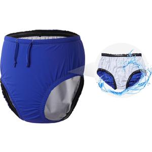 Reusable Swim Diapers for Adults Waterproof Leakproof Incontinence Swimwear Underwear for Men and Women with Special NeedsBlue Medium