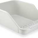 SpaceTime Large Cat Litter Box with High Sides,Cat Boxes for Indoor Cats,Cat Litter Pan for Kitty,Litter Box with Low Entry,Easy to Clean,Anti-Splashing(Grey)