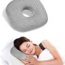 Ear Piercing Pillow for Side Sleepers - Ear Hole Pillow for Pierced Ears, CNH & Pain Relief, O-Shaped Orthopedic Pillow for Pressure Sores, Soft Cotton (Gray) (9.84"x9.84"x2")