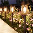 XMCOSY+ Solar Garden Lights Waterproof - 20 LM Solar Pathway Lights, Water Lens Glass Outdoor Lighting for Garden Yard Walkway Driveway Landscape (Warm White) (4 Pack, Brown & Black)