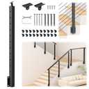 36" Right Side Mount Stair Cable Railing Post for 25-35 Degrees Stair, Stainless Steel Single Black Coated Fascia Mount Post for Cable Railing Kit, Indoor Outdoor Use, MY09-S