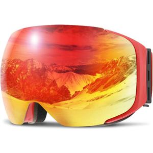 COPOZZ Ski Goggles, G2 Magnetic Snowboard Goggles, Polarized OTG UV400 Skiing Goggles for Options (G2 Goggle-red Frame/Red Lens(vlt 23%))