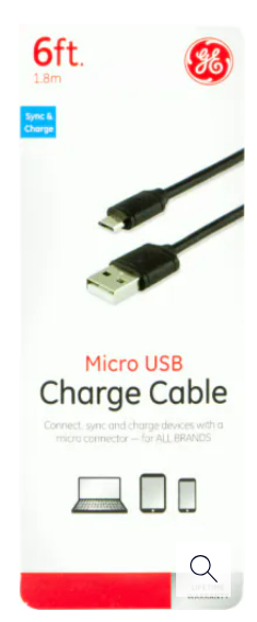 GE Micro USB Charge Cable - Black