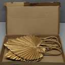 6 Pcs Pu Foam Artificial Golden Leaf Faux Palm Tropical Leaves Fake Palm Fronds for DIY Wedding Bouquets Fake Leaves for Centerpieces Arrangements Bridal Shower Leaf Stem for Party Home Decor-Gold