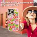for iPhone 15 Pro Case Cute - Durable Shockproof 6.6 ft Drop Impact Phone Case - Funny Plaid Cherry Design (6.1") Glitter Pink