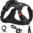NESTROAD No Pull Dog Harness,Adjustable Oxford Dog Vest Harness with Leash,Reflective No-Choke Pet Harness with Easy Control Soft Handle for Large Dogs(X-Large,Black) (XLneck 17-25" chest 21-35")