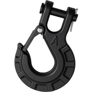 1/4" Forged Alloy Steel Clevis Slip Hook with Safety Latch, Heavy Duty Winch Hook 11900lbs Load Capacity for Truck Trailer Tow Chain Winch Cable Ropes (Matte Black)