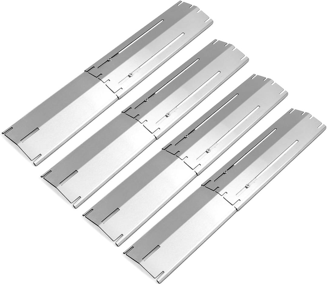 Universal Adjustable Tent Shield, Stainless Steel Heat Plate, Grill Burner Cover, Heat Tent, Grill Repair Kits for Charbroil and Other Gas Grill Models, BBQ Replacement Parts, Pack of 4