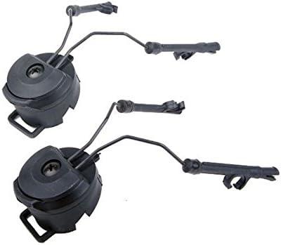 DLP Tactical Helmet ARC Rail Adaptor Set  Compatible with 3M Peltor ComTac Headsets  Fits Fast ACH MICH Crye AirFrame Helmets  Rotating Mount Earmuff Adapter Improves Comfort No Mods (Black)