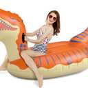 Jasonwell Inflatable Dinosaur Pool Float for Boys Girls Adults 124'' Giant T-Rex Floatie Summer Beach Swimming Pool Inflatables Ride on Party Pool Toys Raft Lounge Kids Tyrannosaurus Rex Toys