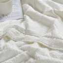JOOJA Baby Blanket Neutral Muslin Swaddle Blankets for Newborns Soft Fuzzy Receiving Blankets Reversible Toddler Blanket Cream White 47"x47"