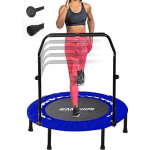 Kanchimi 40"  Folding Mini Fitness Indoor Exercise Workout Rebounder Trampoline with Handle, Max Load 330lbs (Blue)