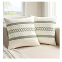 MIULEE Set of 2 Sage Green Boho Decorative Pillow Covers 18x18 Inch Farmhouse Rustic Couch Throw Pillows Modern Summer Cotton Cushion Covers Retro Cute Macrame Woven Home Decor for Bed Sofa Chair