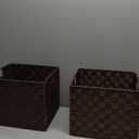 BinWhiz 2-Pack Collapsible Ribbon Woven Storage Bins with Metal Structure, Shelf Basket, Pantry Organizer, Home Decorative Utility Container (12 x 10 x 10 in, Brown)
