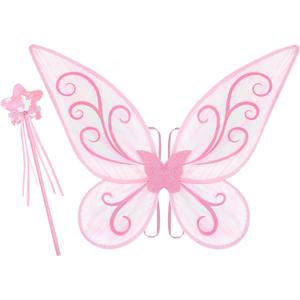 Fairy Wings Butterfly Costume for Girls Halloween Cosplay Dress Up Fairy Costume with Wand