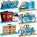DoubleFill 6 Pcs Travel Themed Wooden Centerpieces Table Toppers Adventure Awaits Party Decor Travel Around The World Bon Voyage Table Decor Photo Props for Let The Adventure Begin Going Away Party