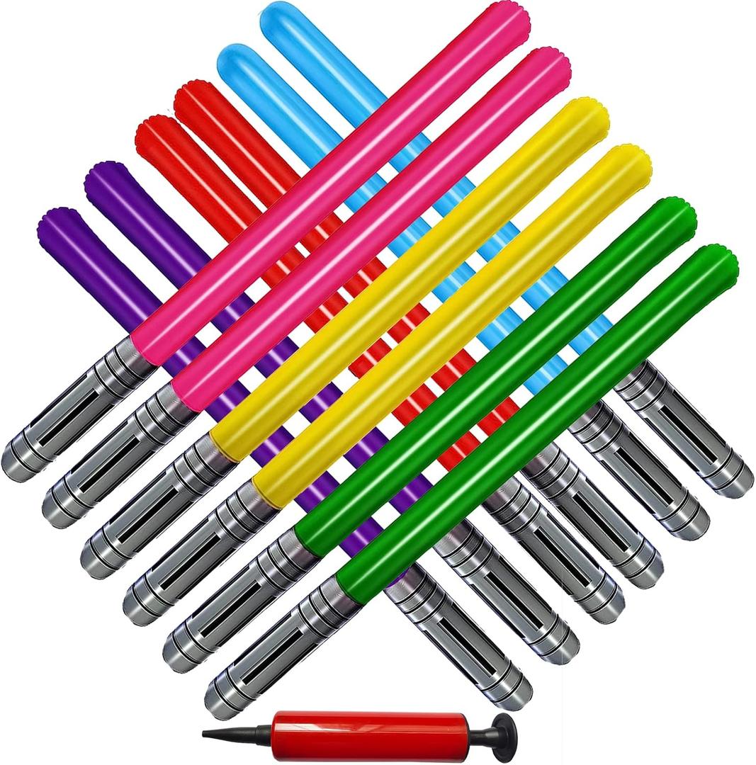 Smilixin 13 Pieces Inflatable Light Saber Sword Toys, Inflatable Lightsaber Swords for Star Wars Themed Party, Inflatable Sword Toys Party Bags Stocking Stuffers for Cosplay Party Favors,6 Colors