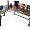 Coleshome 66" L Shaped Larger Gaming Desk, Corner Computer Desk, Sturdy Home Office Computer Table, Writing Workstation, Vintage