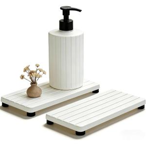 2PCS Stone Drying Tray, Water Absorbing Stone Tray for Sinks, Neat Diatomite Sink Trays, Fast Drying Kitchen Sponge Hand Soap Holder, Instant Dry Sink Coasters Used for Bathroom Counter -White