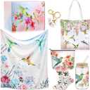 Paterr 6 Pcs Mother's Day Hummingbird Gifts for Women Mom, Canvas Tote Bag Makeup Bag Print Blanket Socks 16oz Glass Coffee Cup with Straw Cute Keychain for Birthday Girls Daughters Sister