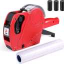 Handheld Price Guns for Retail, Lightweight Pricing Tag Gun Kit with Labels, 8 Digits Red Price Label Maker Guns and 5000 Labels & 3 Refill Ink Rollers, Perfect for Yard Sale and Supermarket (1 Pack)