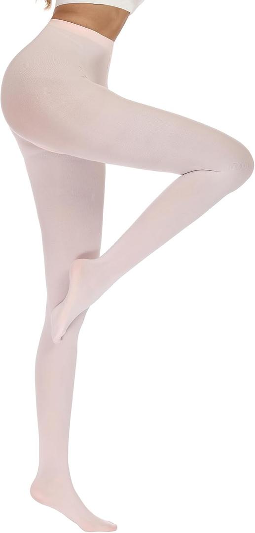 Luxdovi Women Ultra Soft 50 Denier Silky Tights Semi Opaque Solid Color Pantyhose High Waist Footed Stockings (Pink)