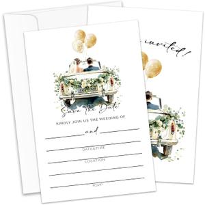 Save the Date Wedding Shower Invitations, Engagement Party Invitations, 25 Bridal Shower Invites With Envelopes, Engagement Party Supplies/HL 009, Pack of 5 