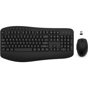 Wireless Keyboard Mouse Combo, Wireless Keyboard with Comfortable Palm Rest and Optical Wireless Mouse for Windows, Mac OS PC/Desktops/Computer/Laptops