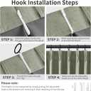 100% Blackout Sage Green Linen Curtains Pinch Pleated Green Blackout Curtains 84 Inches Long for Bedroom Living Room Memory Shaped Thermal Insulated Pinch Pleat Drapes with Hooks Rings Clips 7FT