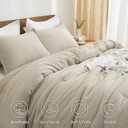 PHF Ultra Soft Waffle Weave Comforter Set King Size, 3 Pieces Lightweight Breathable Comfy Bedding Set, Comfy Textured 1 Comforter with 2 Pillow Shams, Linen