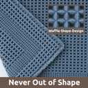 AMOAMI Waffle Bath-Mat, Absorbent Bath Mats for Bathroom Non Slip, Machine Washable Bathroom Rugs with Tassels Ultra Soft Boho Bath Rugs for Floor 24"x36" Blue