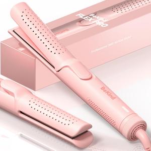 Hair Straightener and Curler 2 in 1 by BeKind Flex, 360 Hair Styler Flat Iron for All Styles, Floating Plates Design, Airflex Lower Temp for Better Styling, Gift for Girls and Women (Peach)