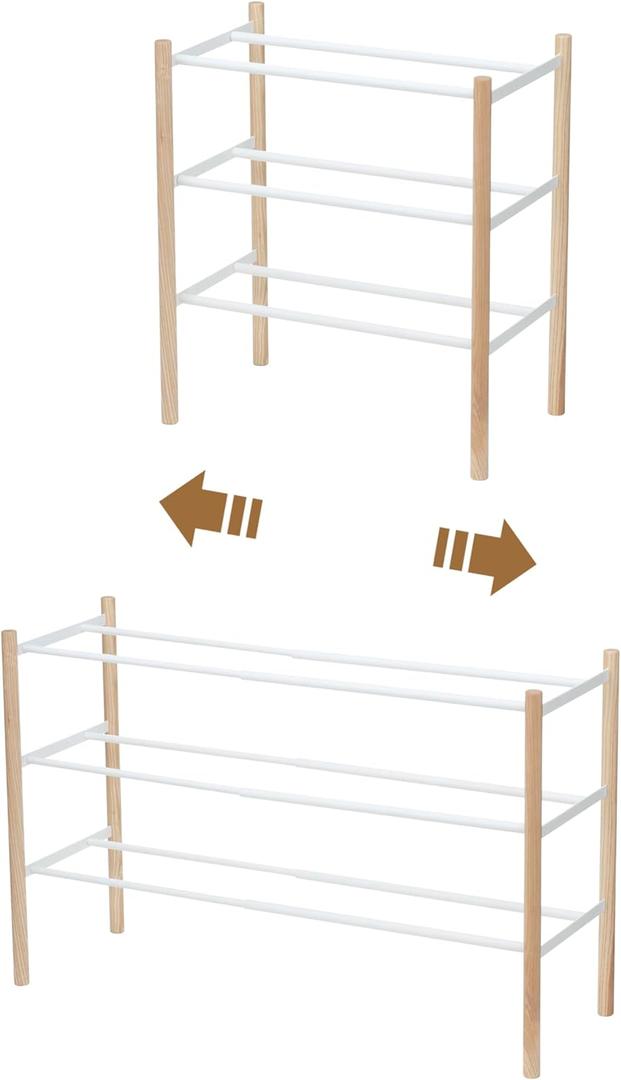 YAMAZAKI home Plain Expandable 3-Tierd Shoe Rack White