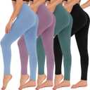 CAMPSNAIL 4 Pack Leggings for Women - High Waisted Tummy Control Yoga Pants for Workout Gym Black Leggings Plus Size Dance (Small-Medium, 3 Packs, black/Pink/Blue)