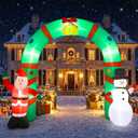 8Ft Christmas Inflatable Archway Outdoor Decoration, Santa Claus and Snowman Arch Inflatable Blow up Yard Decor with Built-in LED Lights for Xmas Holiday Party Garden Lawn Decoration