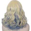 Linfairy Long Blonde with Blue Curly Wig Costume Halloween Party Wigs (Small)
