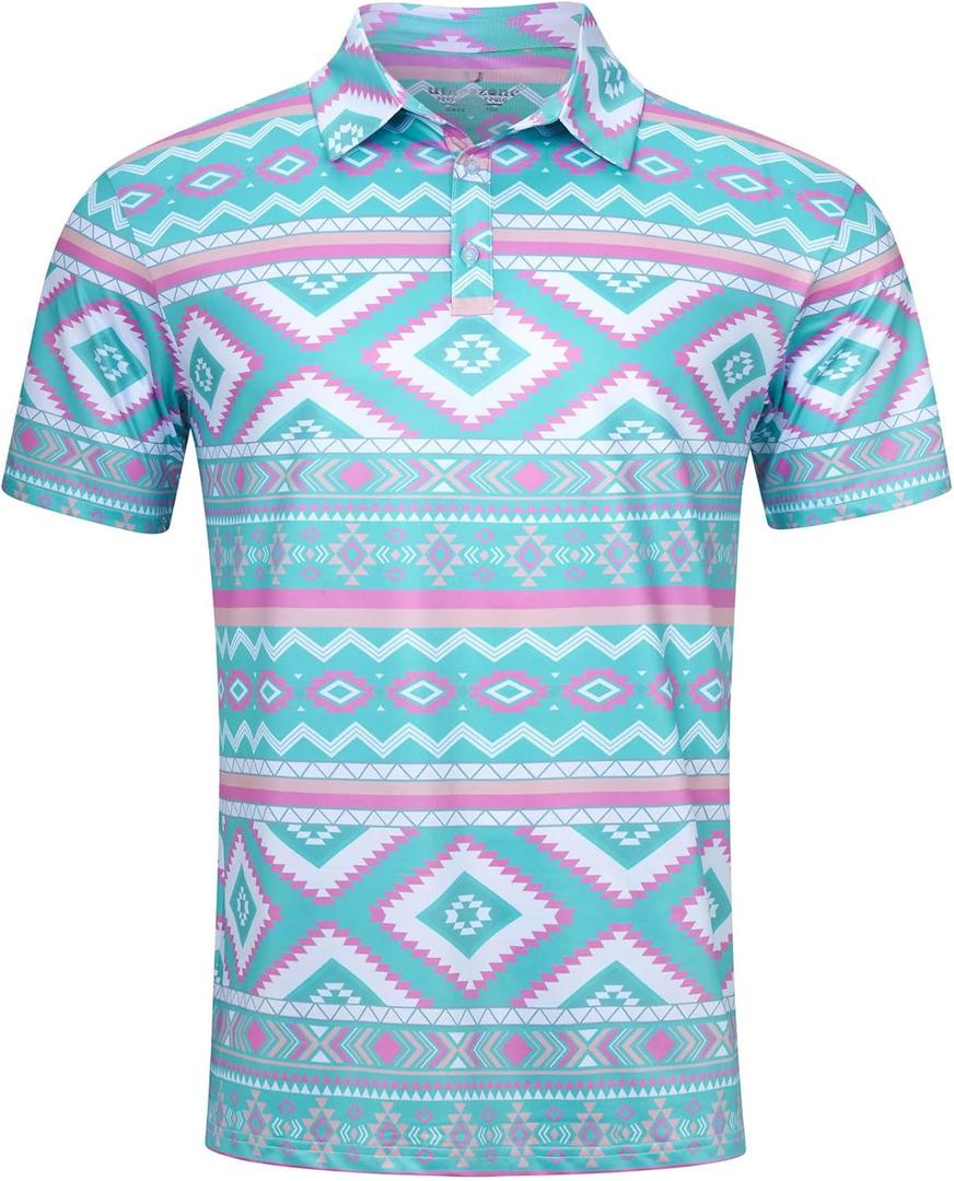 uideazone Mens Polo Shirts Short Sleeve Dry Fit 3D Print Moisture Wicking Funny Golf Shirt (XX-Large, Ethnic#1)