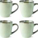 GBHOME Ceramic Coffee Mugs Set of 4, 12oz Stoneware Coffee Mugs Set For Dad Mom Women MEN, Light Weight Ceramic Coffee Cups for Latte/Tea/Beer/Hot Cocoa, Dishwasher & Microwave Safe, Pastel Green