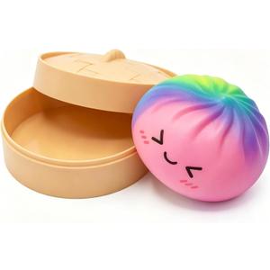 Dumpling Squishy,Dumpling Squishy Mystery Box Glitter Sensory Fidget Balls Stress Relief Hand Toy for Adults & Teens, Easter BasketStuffers with Mini Food Steamer Stretchy Desk Toys (Style A)