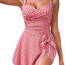 Blooming Jelly Womens One Piece Swim Dress Tummy Control Swimsuits Modest Bathing Suit Full Coverage Swim Skirt (XXL)