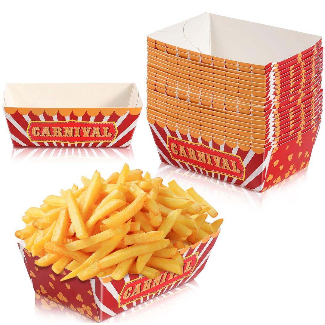 30-Piece 0.66 lb Carnival Party Favors - Paper Food Trays & Holders for Hot Dogs, Nachos, Popcorn & More