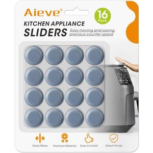 Aieve Appliance Sliders, 16 Pcs Self Adhesive Appliance Slider for Easy Moving & Space Saving, Small Countertop Rollers Kitchen Hacks Mixer Accessories