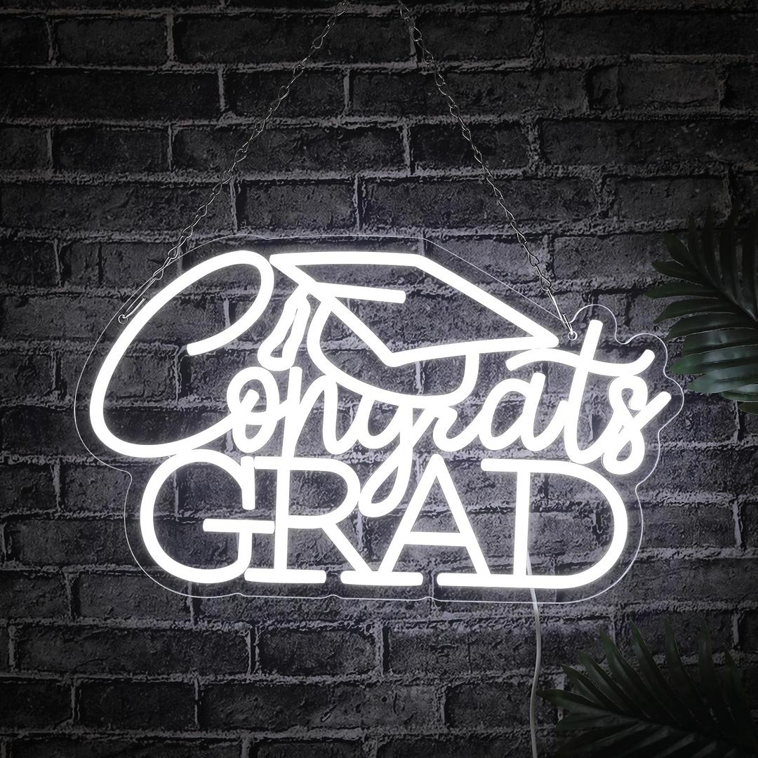 Congrats Grad Neon Sign for 2026 Graduation Decorations