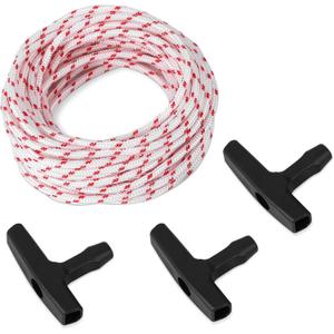BOXOB 3pcs Gas Engine Handles & Pull Cord, 32ft High Strength Replacement Recoil Starter Rope Pull Cord Generator Recoil Starter Rope for Chainsaws, Lawn Mowers, Briggs & Stratton, Husqvarna, STIHL
