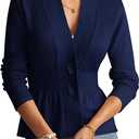 GRACE KARIN Women Cardigan Sweaters 2025 Fall,Long Sleeve Cropped Sweater Coat Trendy,Button Front Peplum Tops Lightweight, L