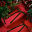 Dark Green 24 Pcs Velvet Bows Christmas Tree Ornaments Valentines Day Bows Decoration for Garland Home Coquette Wedding Decor (5 x 7 Inch,Width of 3/8")