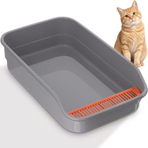 Vealind Extra Large Cat Litter Box with High Sides and Low Entrance
Kitty Litter Box for Kitten, Senior Cat and Big Cats, 23.6" x15.7" x6.3" Easy to Clean Anti-Splashing, Sides Entry Litter Pan