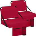 Stadium Seat for Bleachers with Back Support and Wide Padded Cushion Stadium Chair - Includes Shoulder Strap and Cup Holder (Maroon,2 Pack)