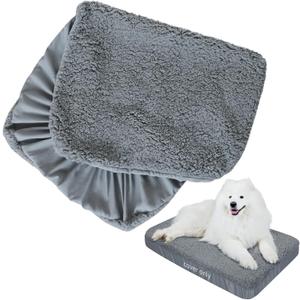 Dog Bed Covers Soft Plush Replacement Washable, Waterproof Pet Mattress Bed Liner Grey 44x35 Inches, for Dog/Cat, Cover Only